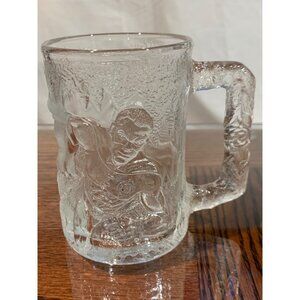 1995 Batman Forever McDonalds Glass Mug Featuring Robin & Batman Embossed Design
